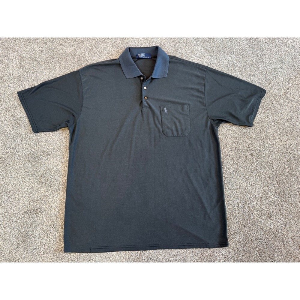 Polo Ralph Lauren Mens Short Sleeve Pocket Polo Shirt Charcoal Grey Crest XL